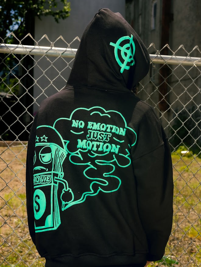 Money Motivated Hoodie - GREEN ON BLACK