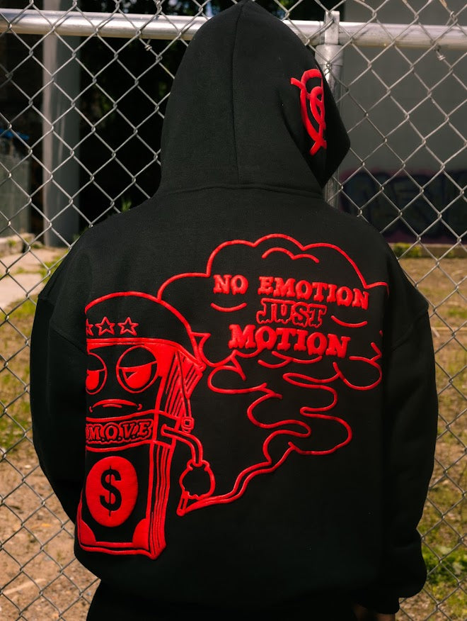 Money Motivated Hoodie- RED AND BLACK