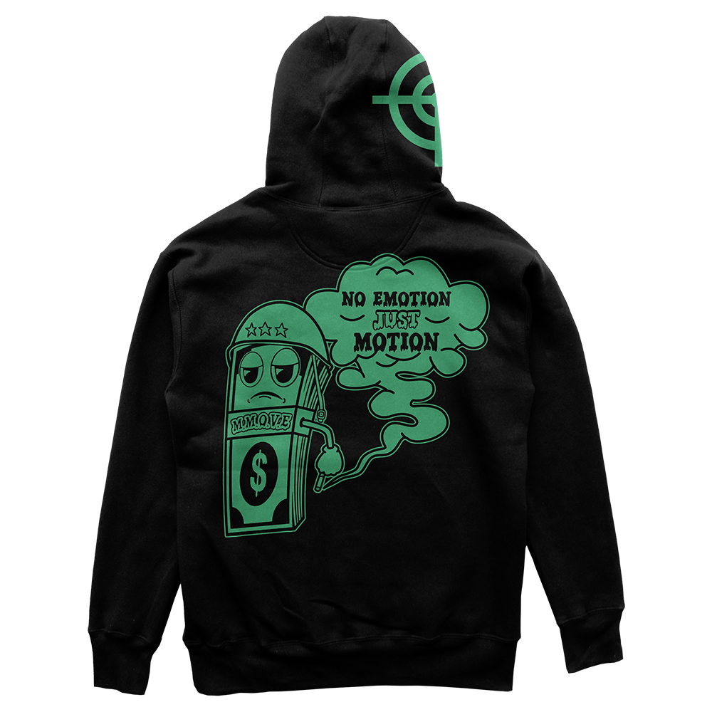 Money Motivated Hoodie - GREEN ON BLACK