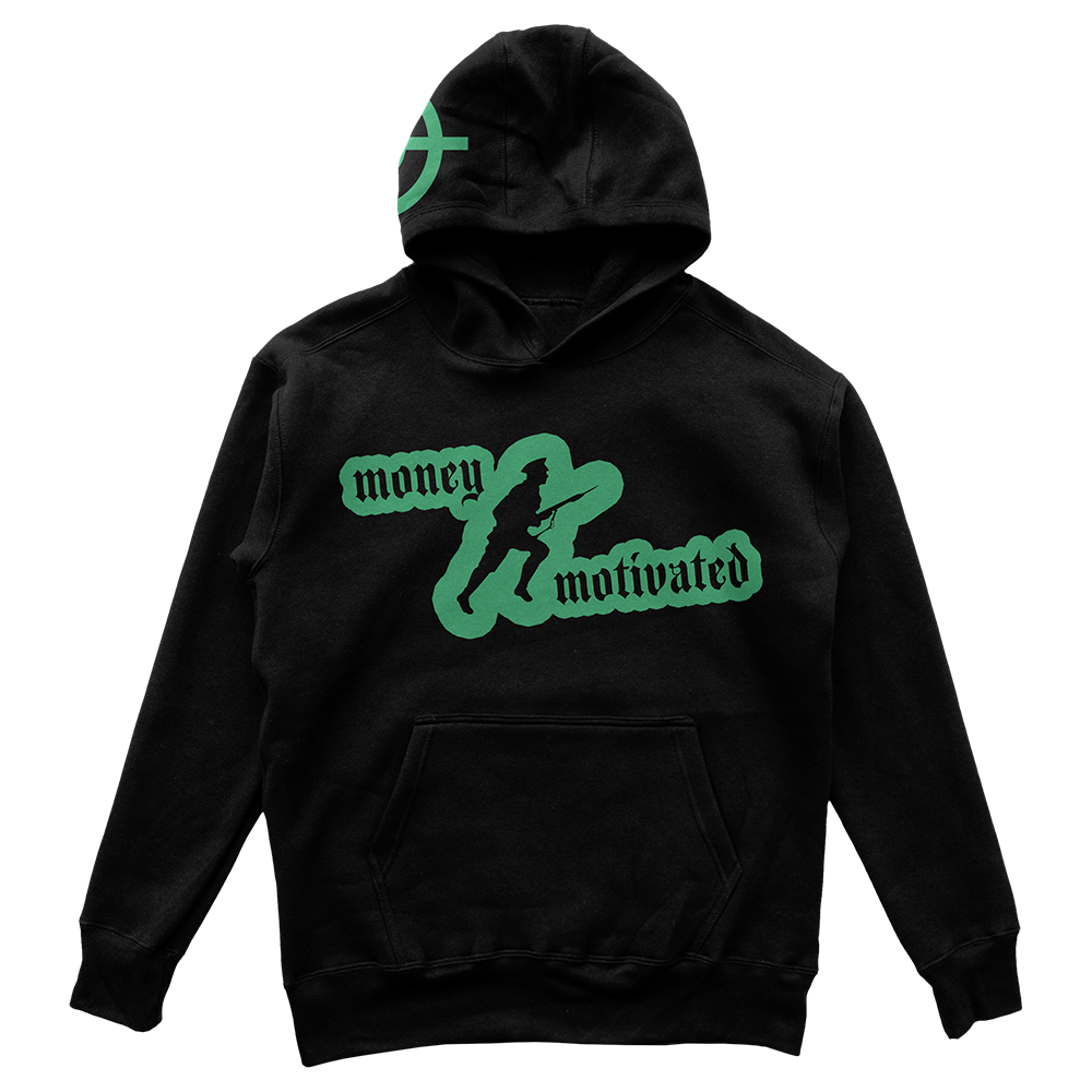 Money Motivated Hoodie - GREEN ON BLACK