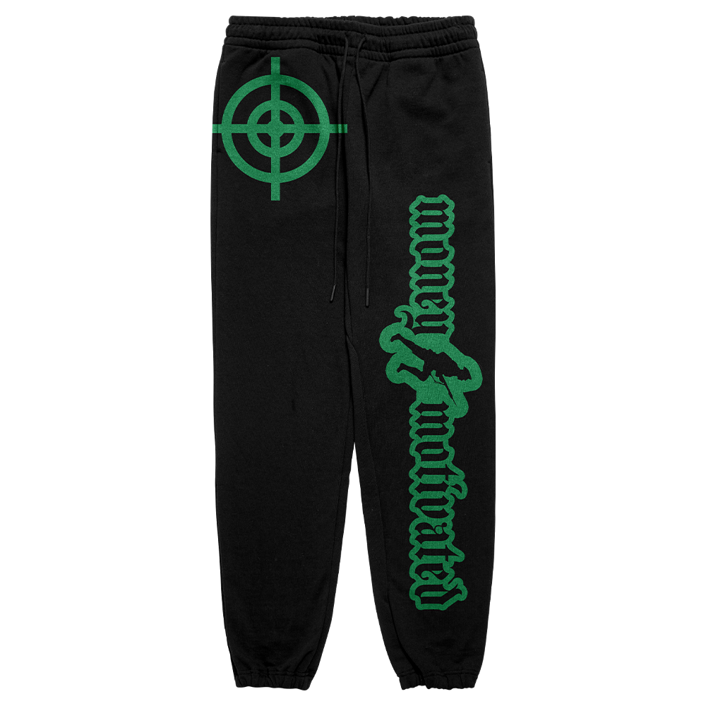 Money Motivated Sweatpants - GREEN ON BLACK