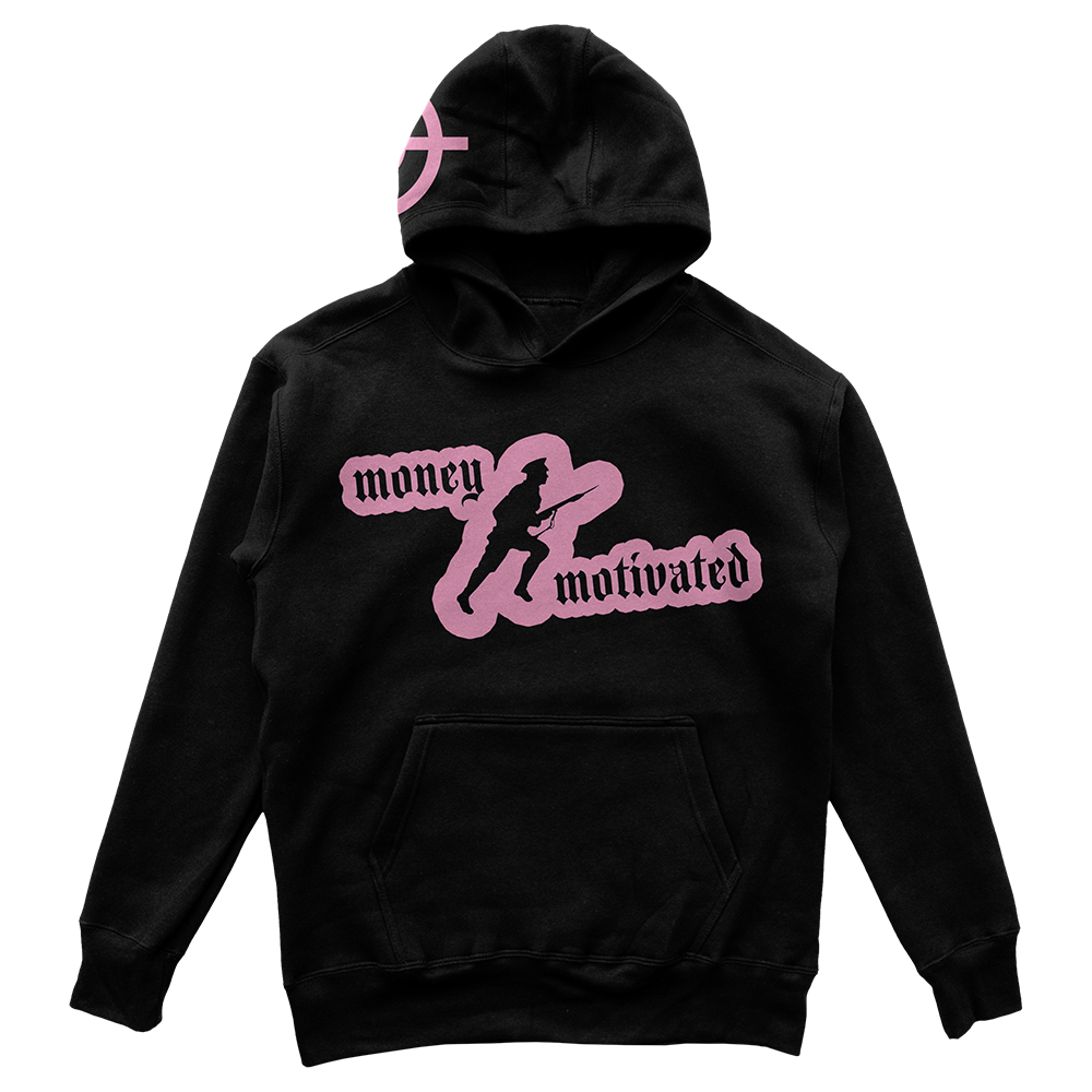 Money Motivated Hoodie- PINK ON BLACK