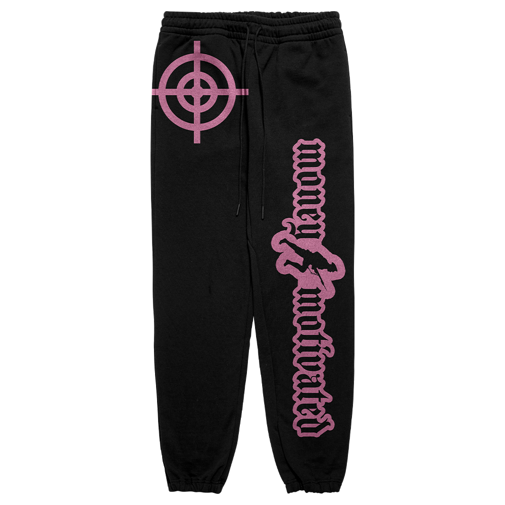 Money Motivated Sweatpants- PINK ON BLACK