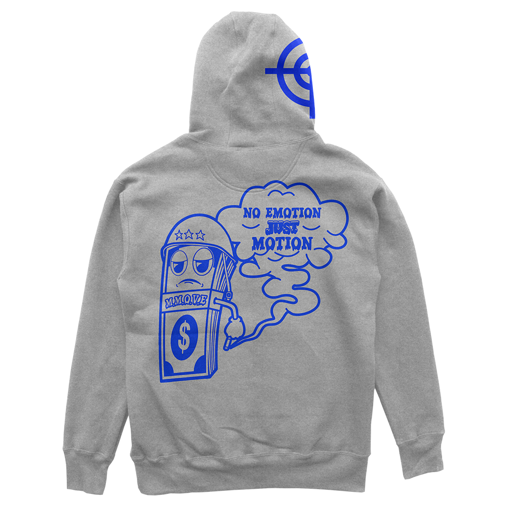 Money Motivated Hoodie- BLUE ON GREY