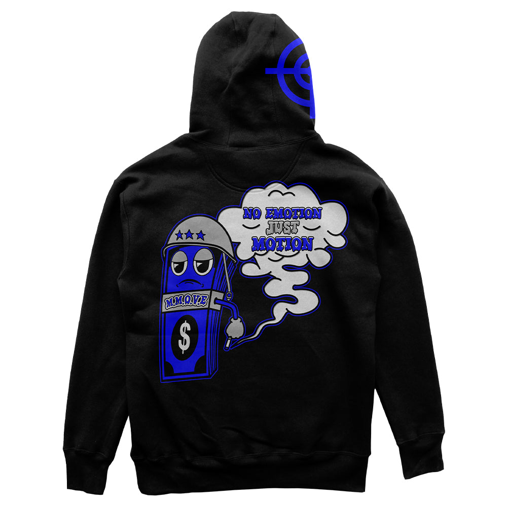 Money Motivated Hoodie- BLUE ON BLACK