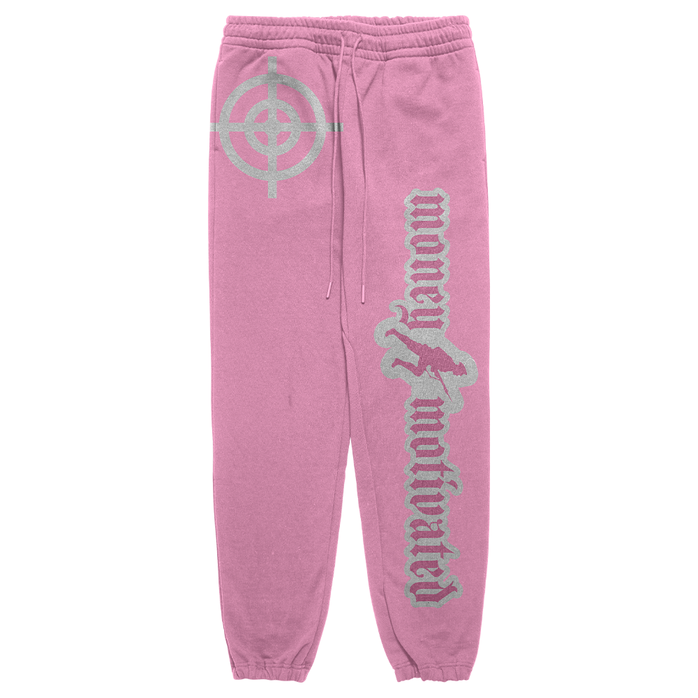 Money Motivated Sweatpants- WHITE ON PINK