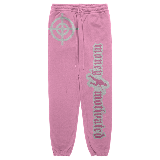 Money Motivated Sweatpants- WHITE ON PINK